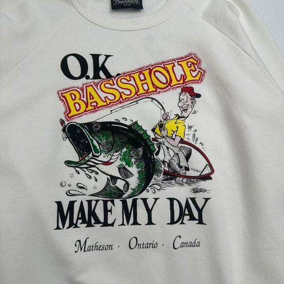 Vintage Basshole Fishing Ontario Canada Crewneck M - Picture 2 of 4